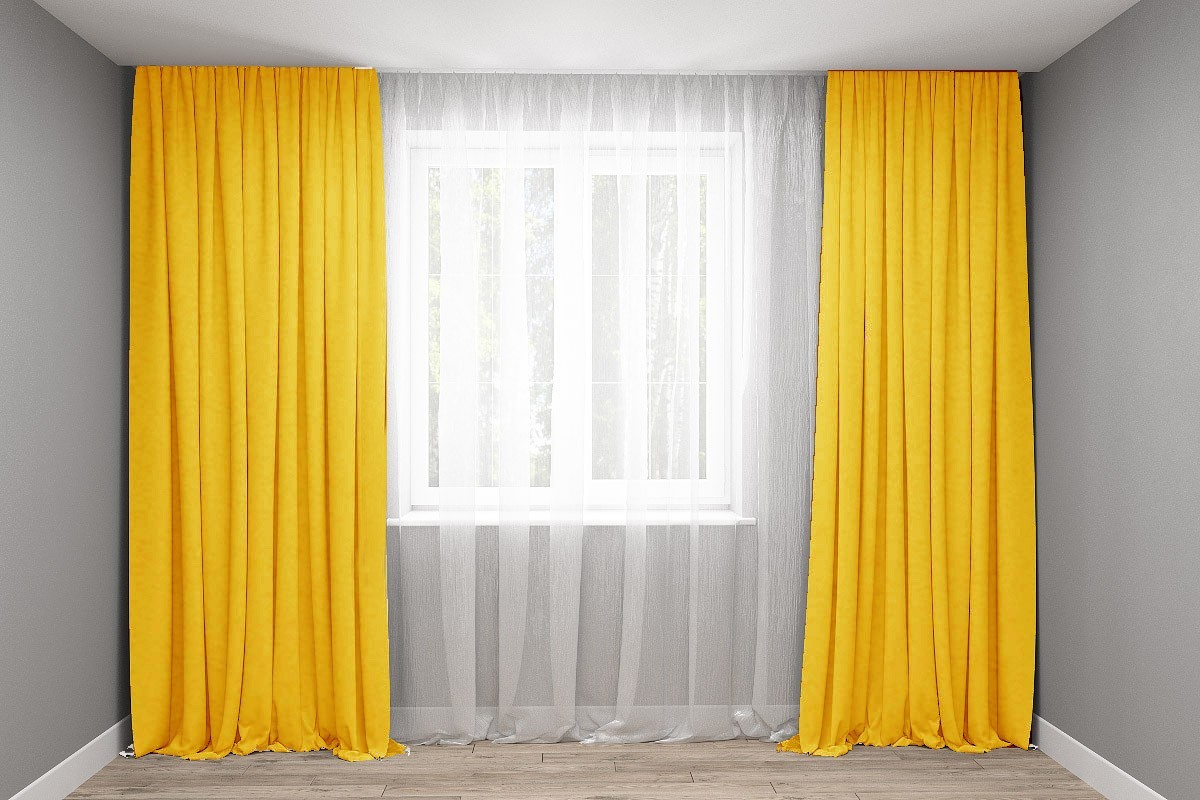 

Шторы Декорин Диамант 300x240 см 2 шт Солнечно-Желтые (344)