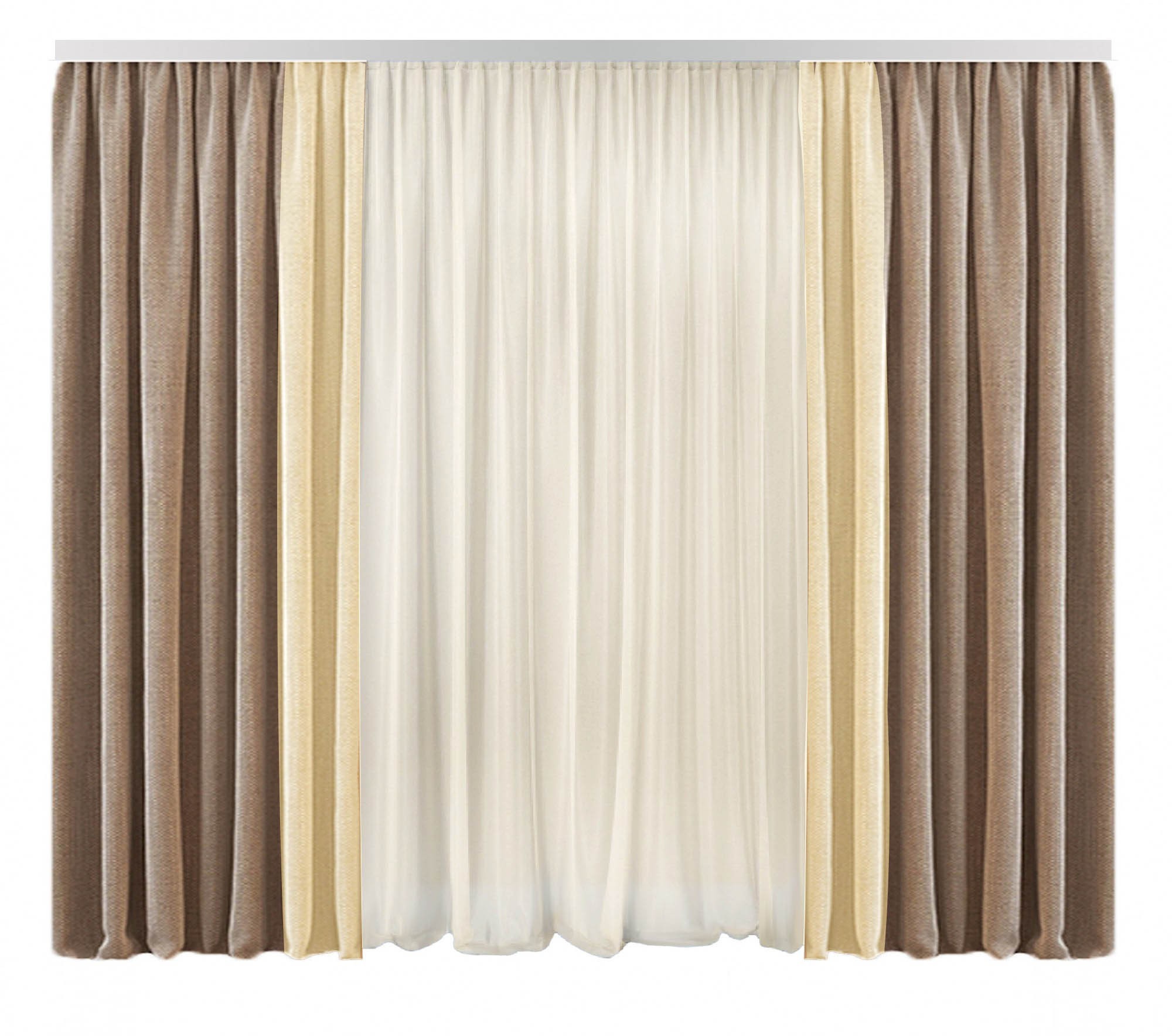 

Комплект Декорин Диамант двухцветные шторы 200x290 см 2 шт вуаль тюль 500х290 1 шт Кремово-бежевый