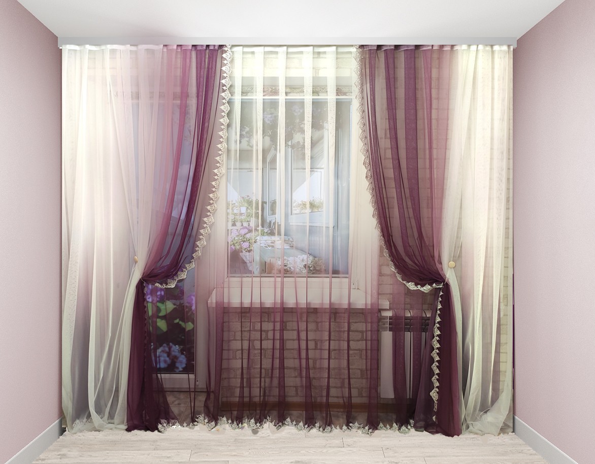 

Комплект Декорин Амбре Тюли 300x240 см 2 шт тюль 600х240 1 шт магнитные подхваты 2 шт Бело-фиолетовый