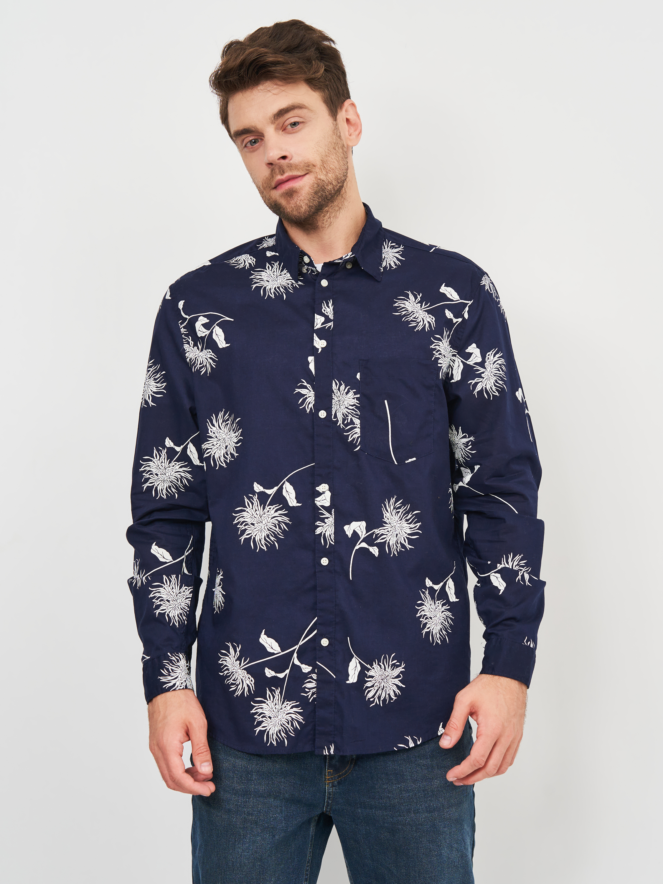 

Рубашка H&M 6435216  Темно-синяя, Рубашка H&M 6435216 L Темно-синяя