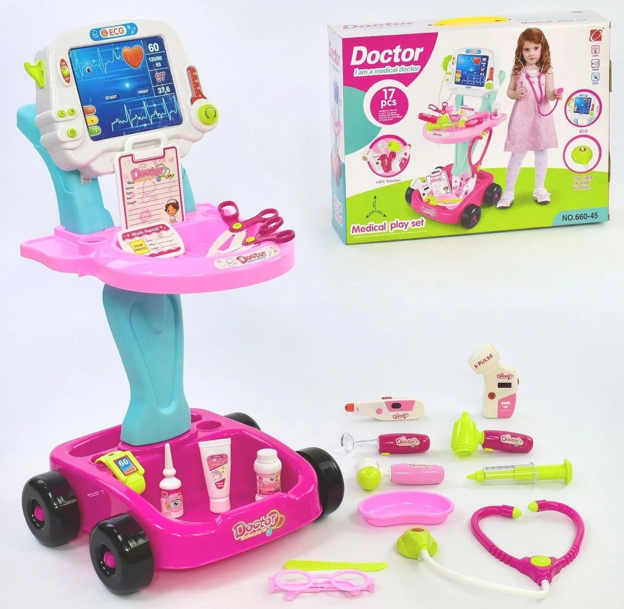 

Игровой набор доктора Shantou Toys с тележкой, 17 элементов (660-45)