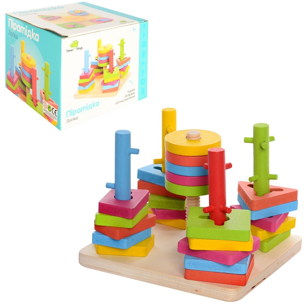 

Деревянная игрушка Tree Toys Пирамидка-ключ 5 оснований на подставке, 25 деталей для нанизывания (MD 0061)