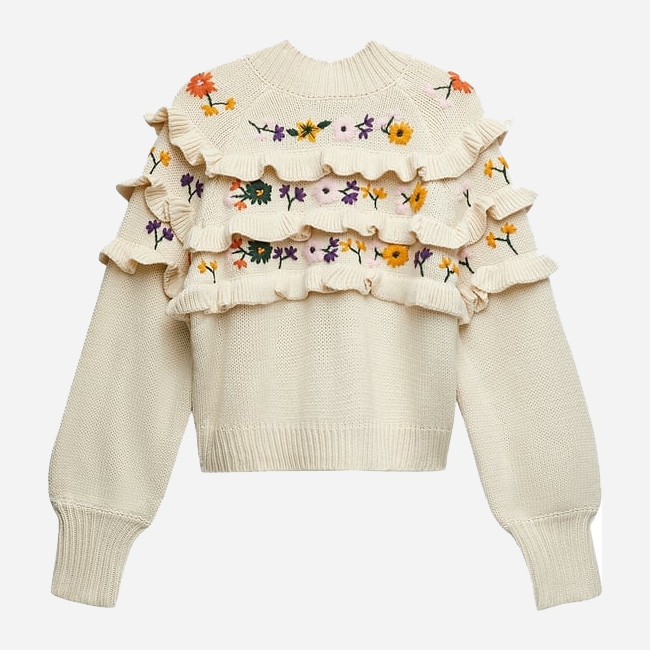 

Свитер Zara 0021/006/712 M Белый с принтом