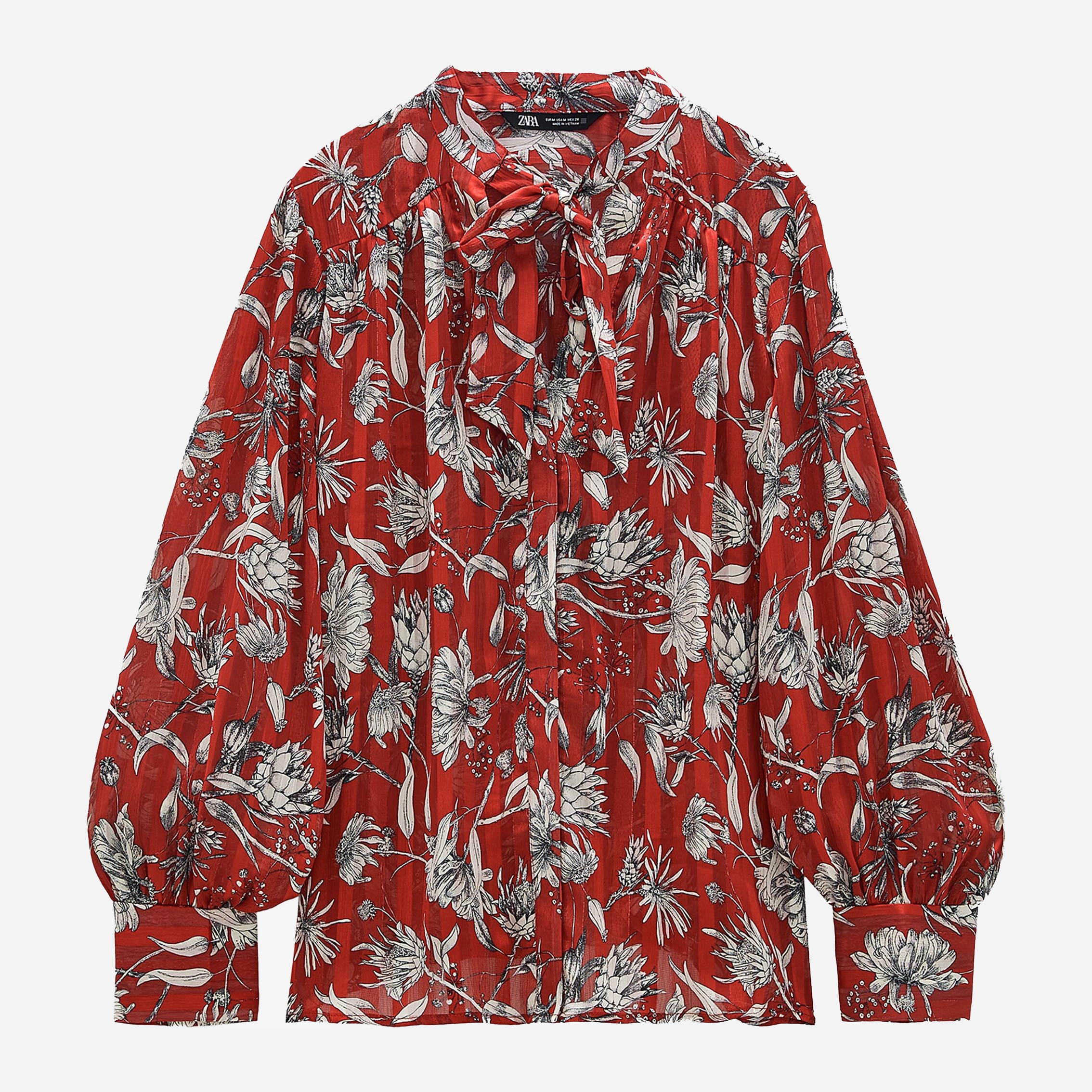 

Блузка Zara 2157/238/061 L Красная с принтом цветов