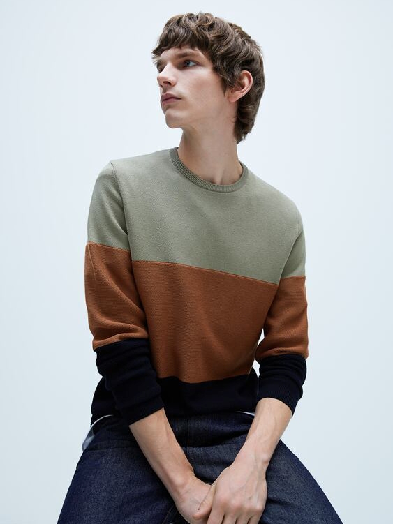 

Джемпер Zara 3332/453/505 L Хаки/Коричневый/Синий