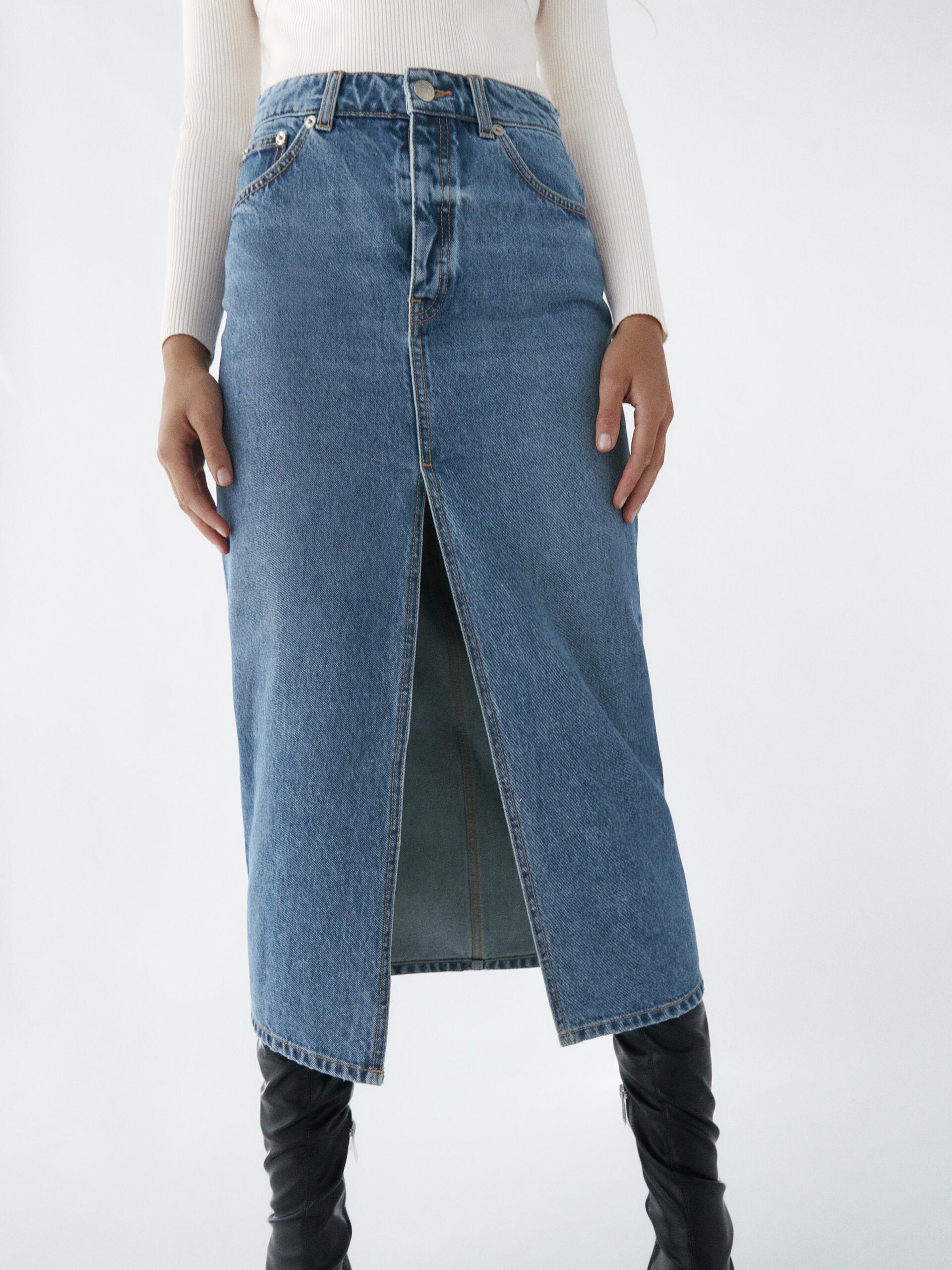 

Юбка джинсовая Zara 8727/295/485 XL Синий джинс
