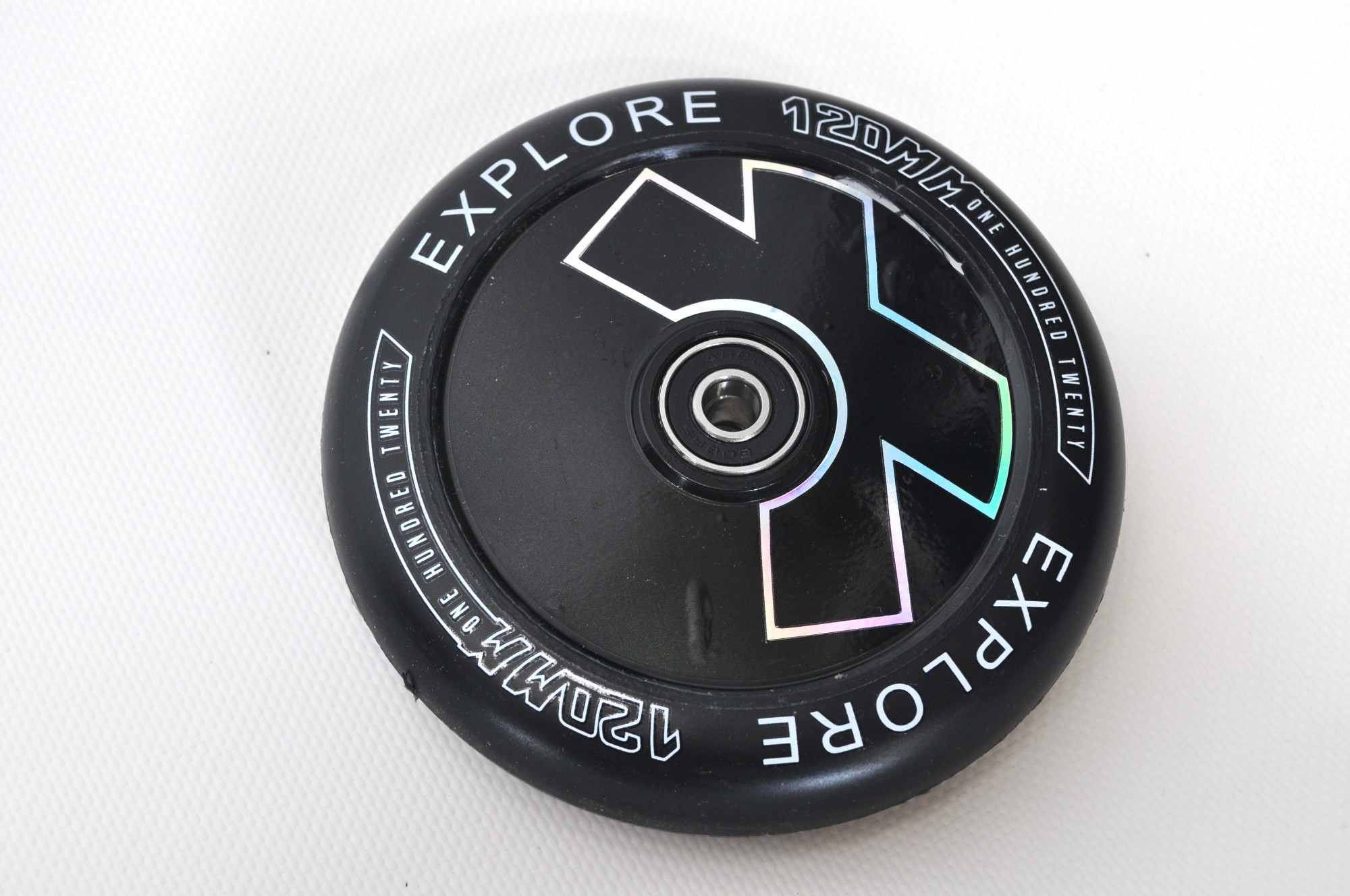 

Колесо для трюкового самоката 120 мм литой пластиковый диск Explore Scooter Wheel черное + ABEC 9
