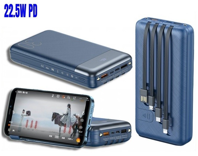 

Павербанк Remax 30000 mAh 22.5W Quick Charge LED Power Bank |2xUSB/1xType-C, PD/QC, 20W, 3A| blue