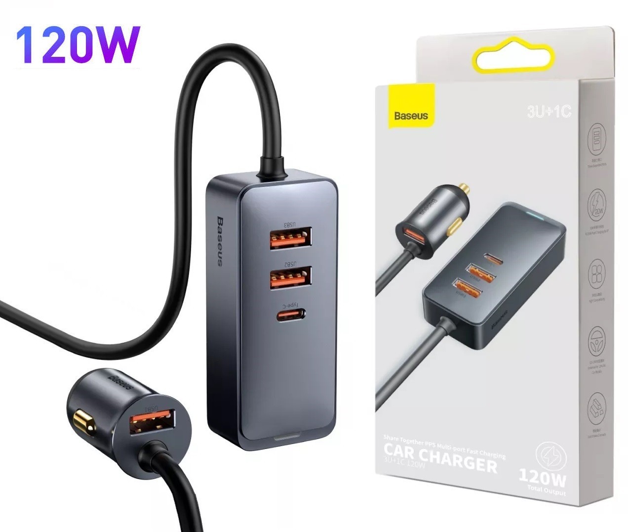 

Зарядное устройство Baseus 120W Share Together PPS Multi-Port x3USB + Type-C