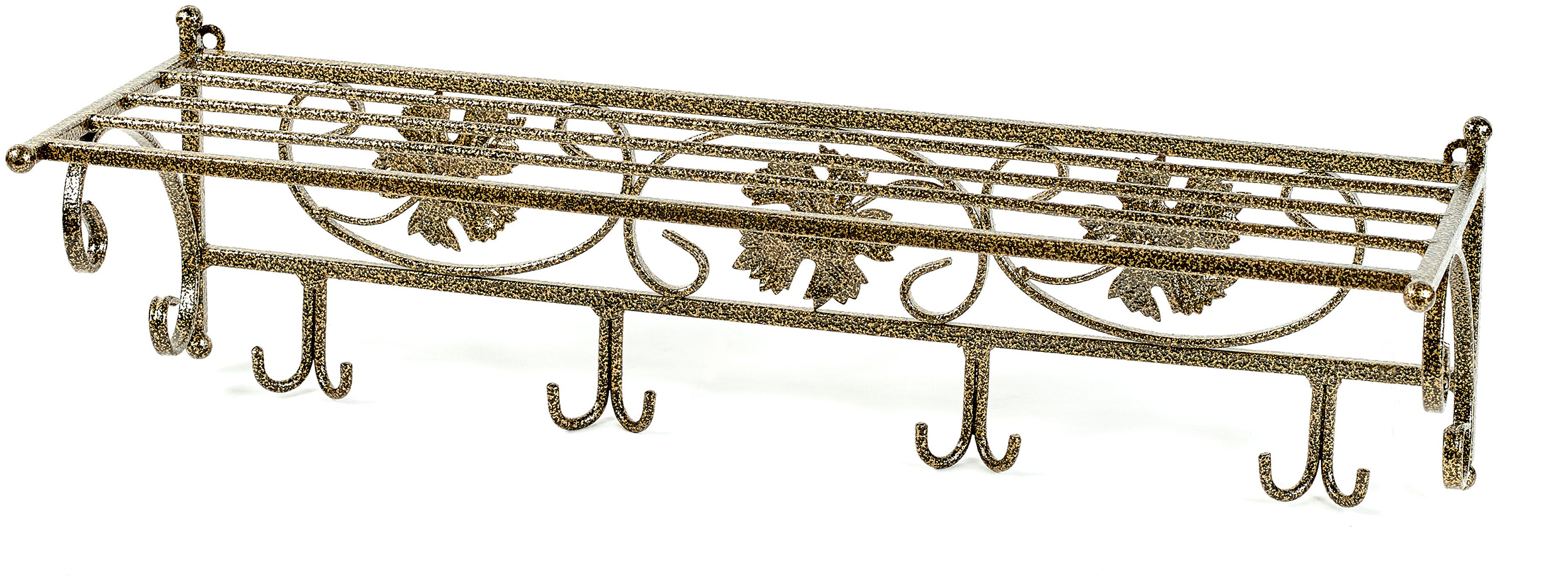 

Вешалка настенная металлическая кованая Ferrum Venice Gold, 70х25х21см., полка для головных уборов, в прихожую, гарантия 1 год