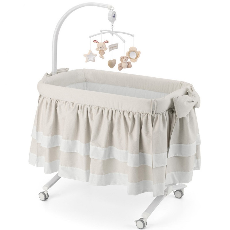 

Кроватка-колыбель приставная Cam Cullami Luxe T150 Beige на колесах с постелью и матрасом + функция качания и 8 положений высоты