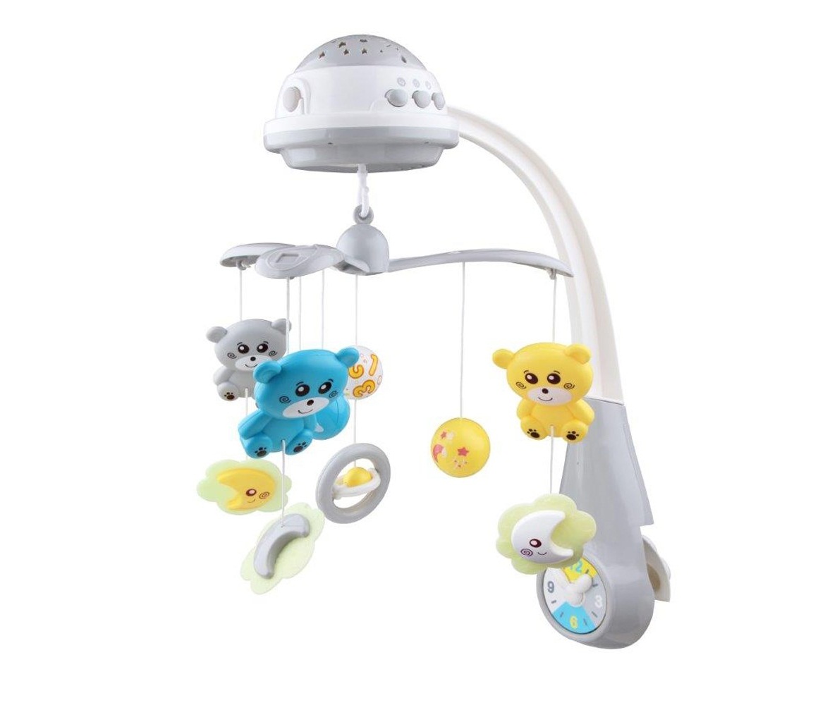 

Мобиль-карусель Baby Mix FS-35604 Мишки Серый пластиковый с проектором + 9 игрушек и 4 типа мелодий