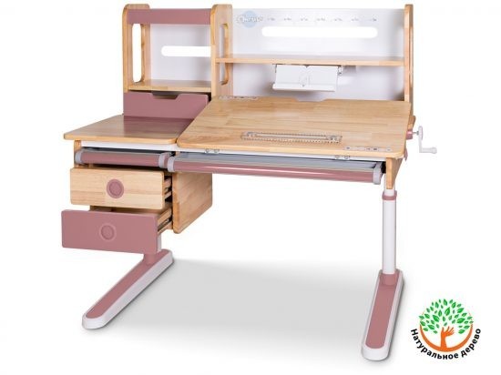 

Детский стол Mealux Oxford Wood Max столешница дерево / накладки на ножках розовые BD-920 Wood PN Max