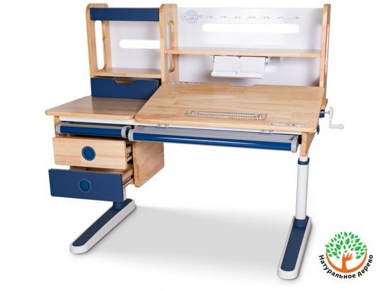 

Детский стол Mealux Oxford Wood Max столешница дерево / накладки на ножках синие BD-920 Wood BL Max