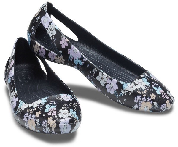 

Яркие балетки Crocs Sienna Printed, W8, 38-39, черные с цветочным принтом