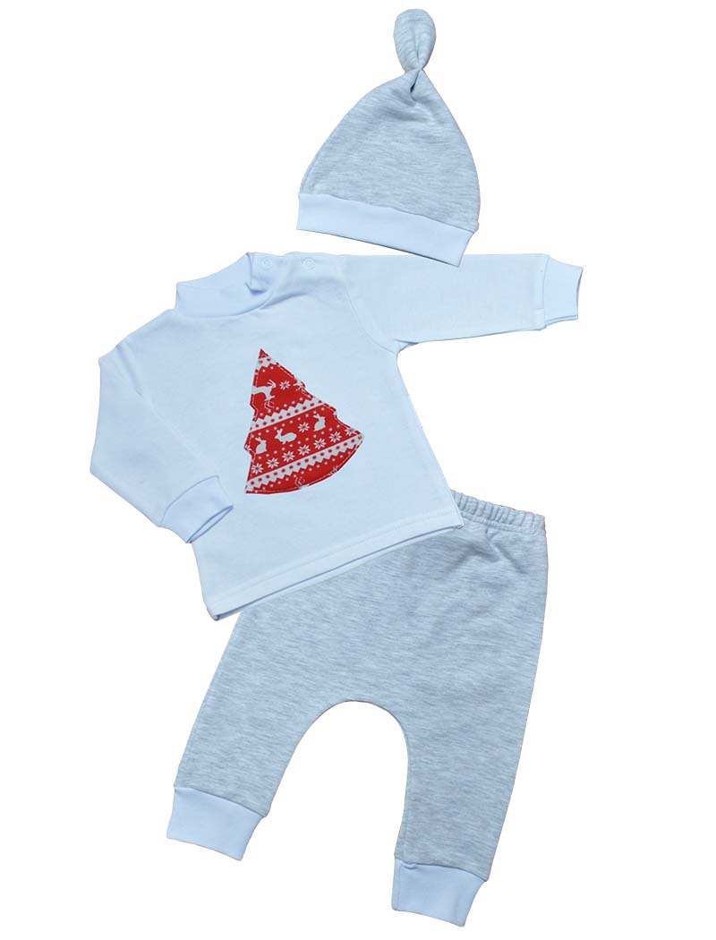 

Комплект для младенцев (праздничный) "Новый Год" аппликация Баранчик БО, 109-02-14-0074, Серый, Футер, рост 74 см