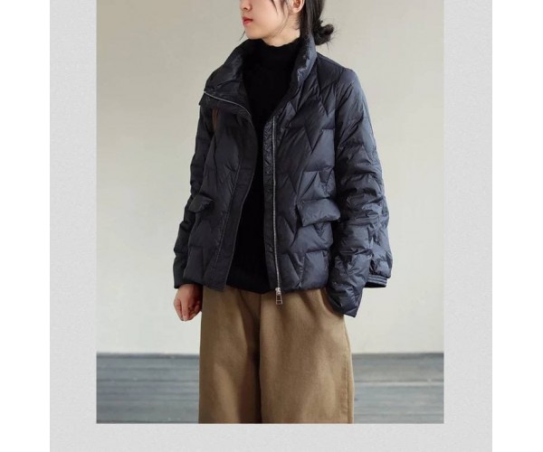 

Куртка-пуховик демисезонная без капюшона на змейке zigzag Modern Boutique черный, M ПУХ074