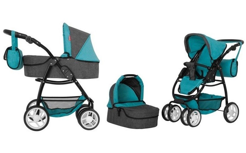 

Коляска для ляльки 2в1 CARRELLO AVANTI 9662 MIDDLE BLUE з сумкою