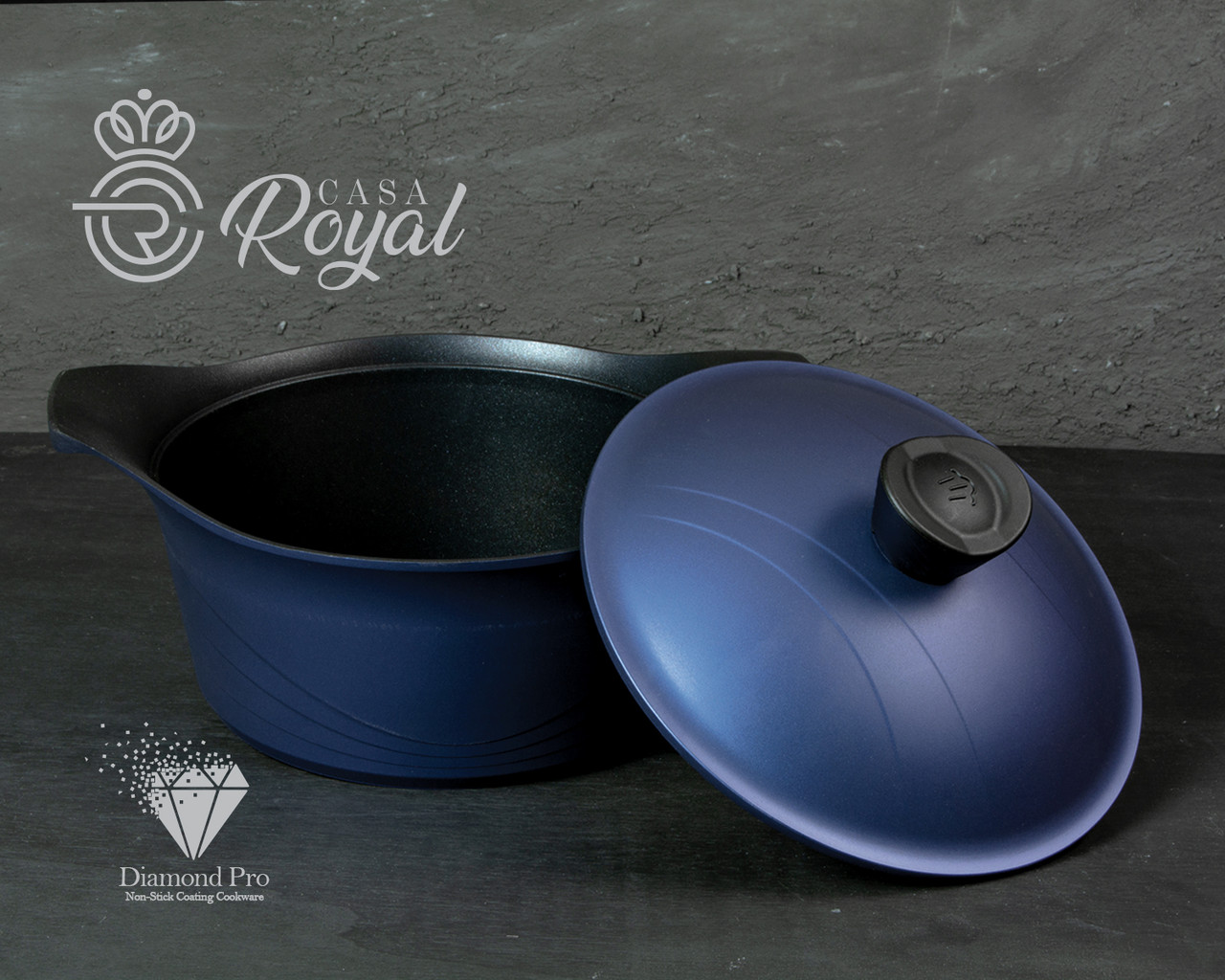 

Каструля 24 см. 4,5 л. CASA ROYAL "Greblon Diamond Pro" Gusto D-UKR 20400 blue