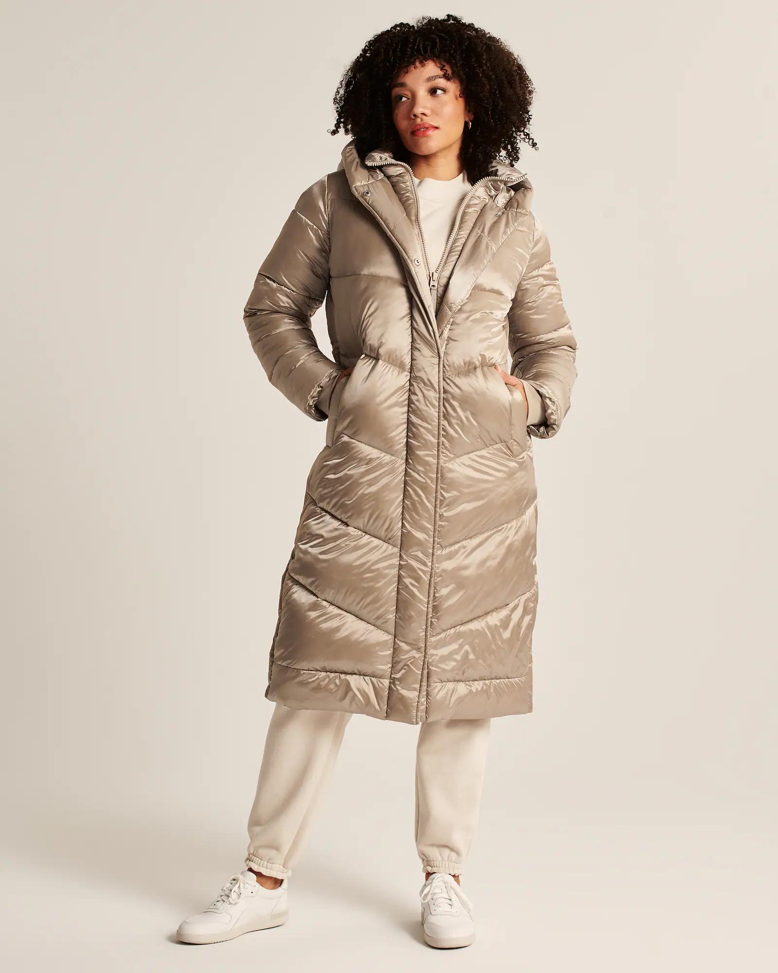 

Пуховик женский - зимний пуховик Abercrombie & Fitch AF8368W XS P Бежевый