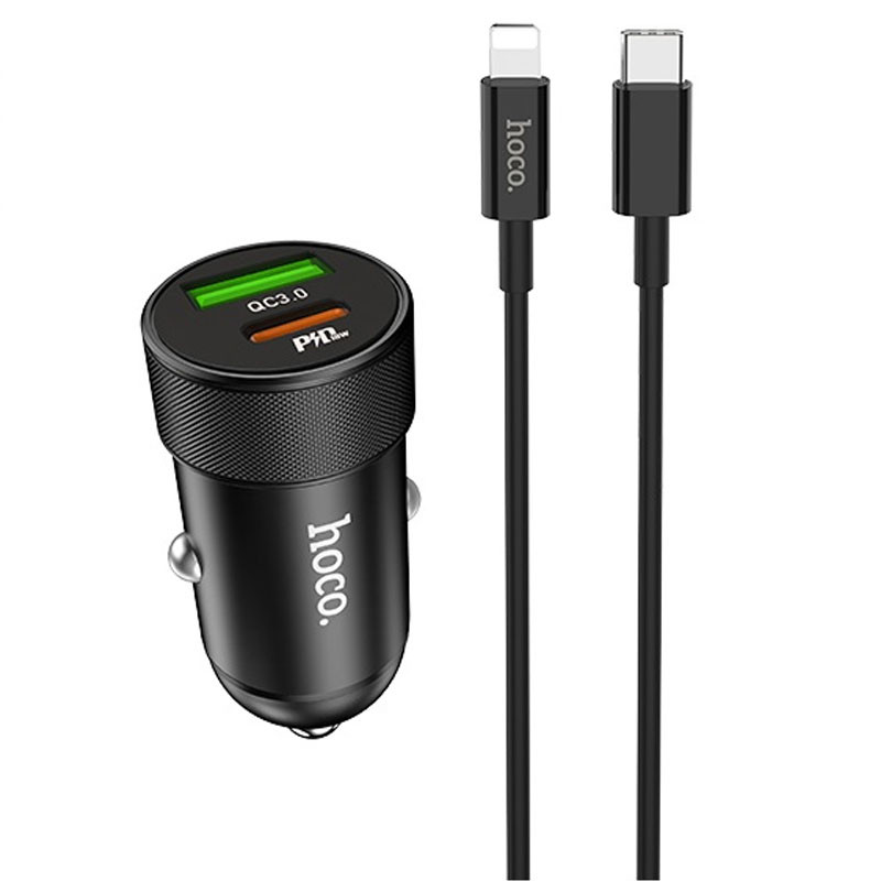 

АЗУ Hoco Z32B PD+QC3.0 (1USB/18W/4.5A) + Type-C to lightning Черный