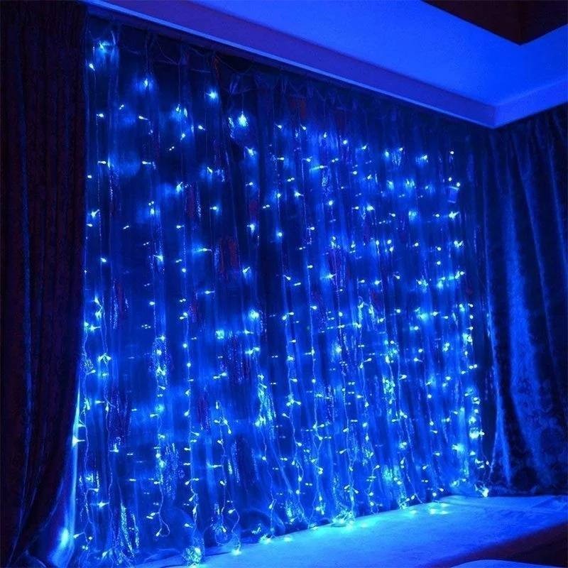 

Новогодняя свадебная cветодиодная гирлянда шторка дождь "Водопад" 400 LED 3х2 метра (синий)