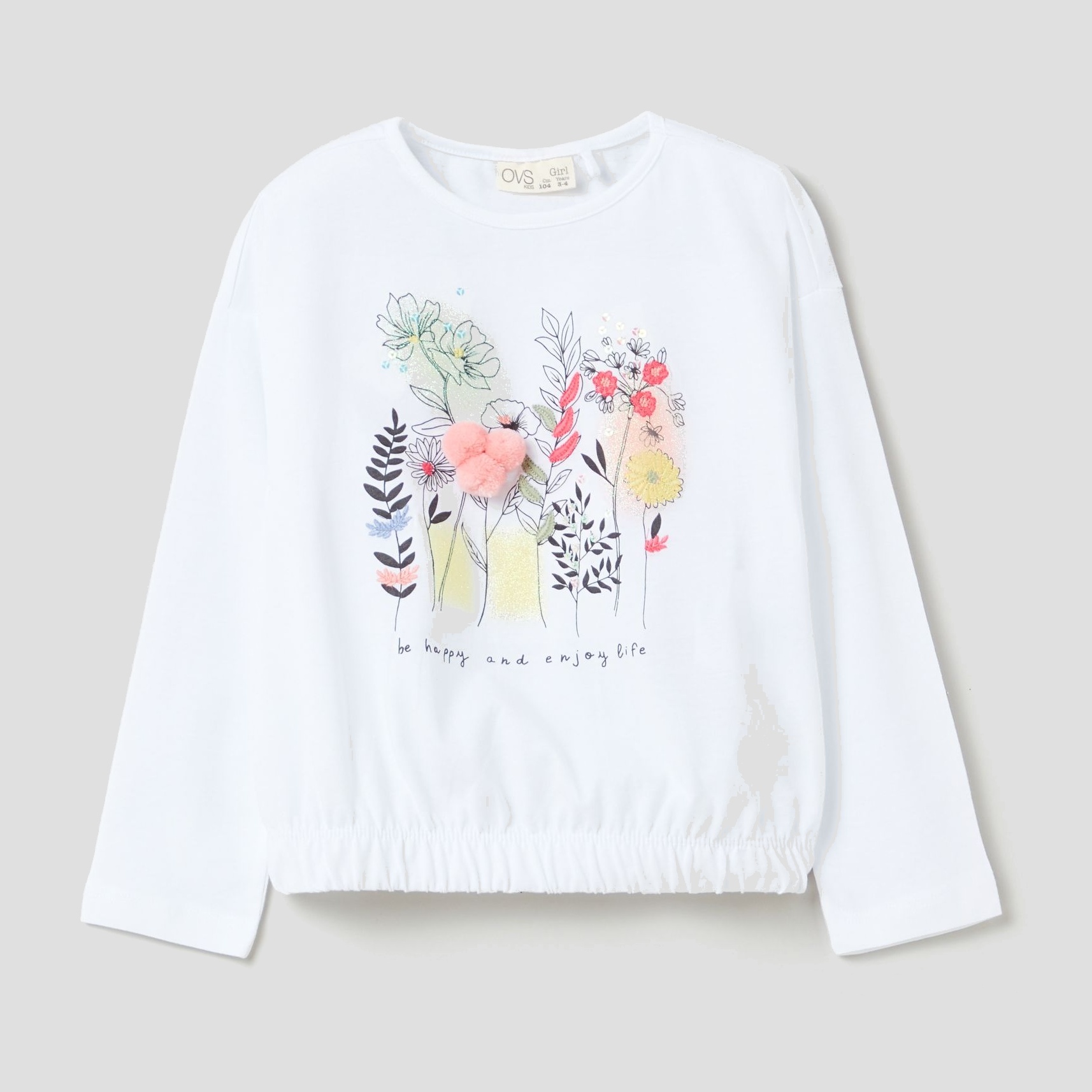 

Футболка с длинными рукавами OVS 1280245 110 см White (8059301397458)