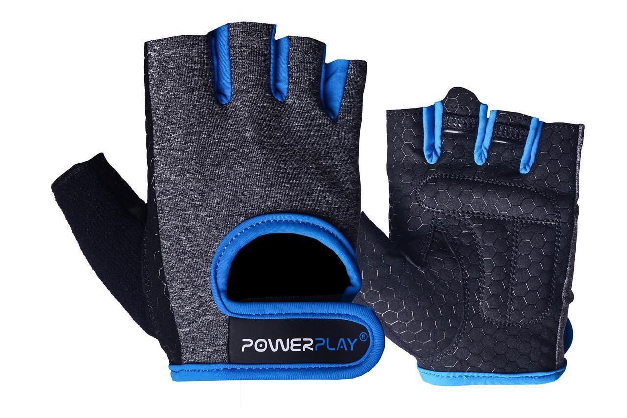 

Перчатки для фитнеса PowerPlay 2935 женские серо-синие M