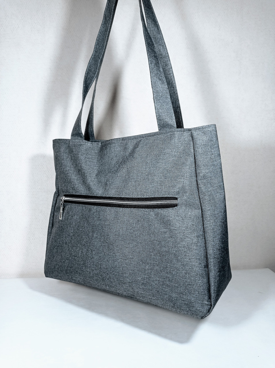 

Сумка женская текстильная 37*30см серая (300-101)