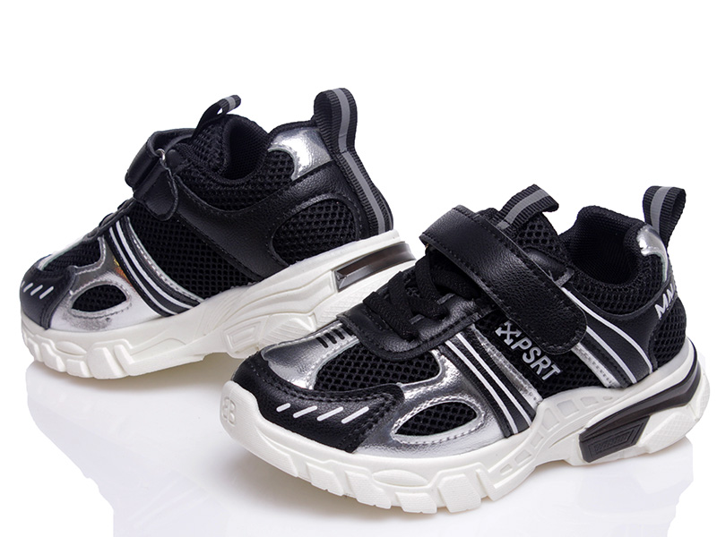 

Детские кроссовки деми Kidsmix 6601 black-silver(26-31) для мальчика Черный р.29