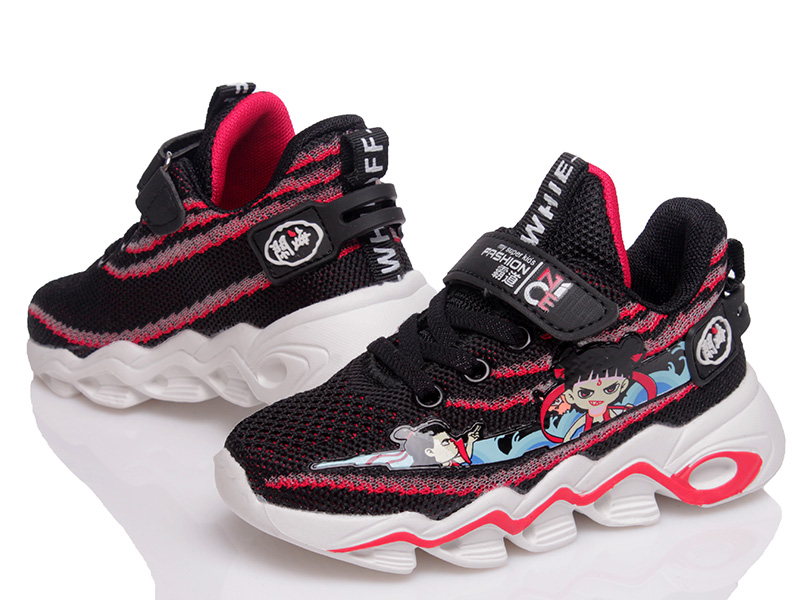 

Детские кроссовки деми Kidsmix A585 black-red для девочки Черный р.30