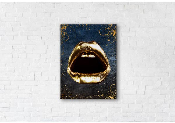 

Картина на холсте IBR Golden Lips (Black Edition) 110x145 см