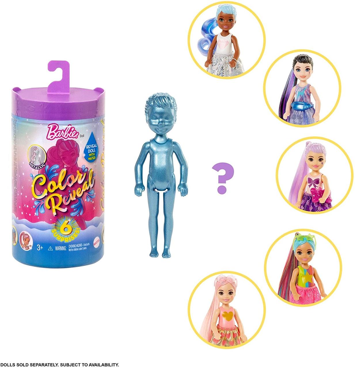 

КуКукла-сюрприз Barbie Цветное перевоплощения серия "Блестящие" Челси (GTT23)
