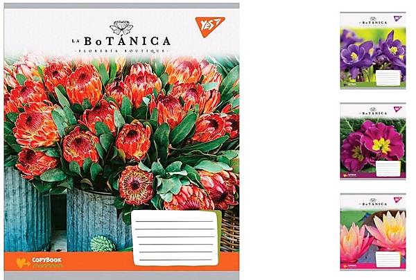 

Тетрадь А5 18 листов в клетку La botanica (25шт. в упак 5 дизайнов) YES (765512)