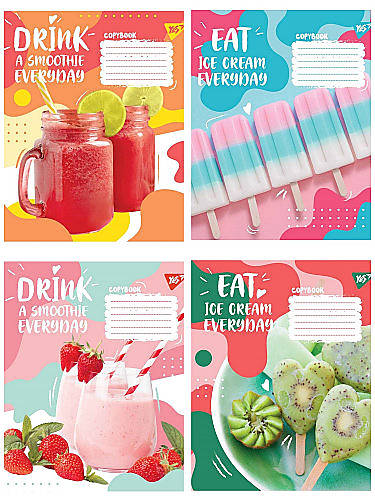 

Тетрадь А5 24 листов в линию Smoothie (20шт. в упак 5 дизайнов) YES (765538)