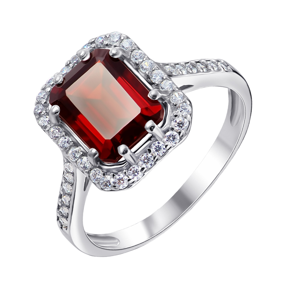 

Серебряное кольцо Тенгери с гранатом и фианитами 000061492 17.5 размера