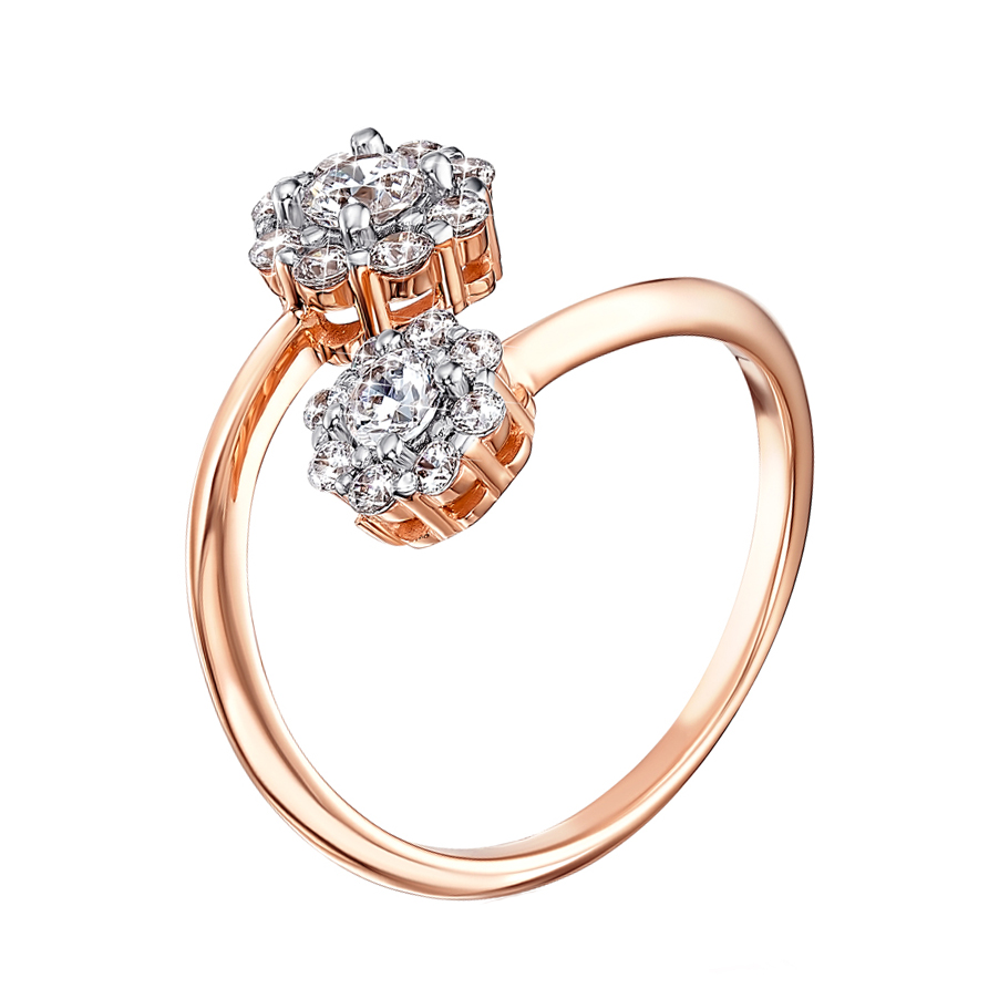 

Золотое кольцо с кристаллами Swarovski 000136741 16.5 размера