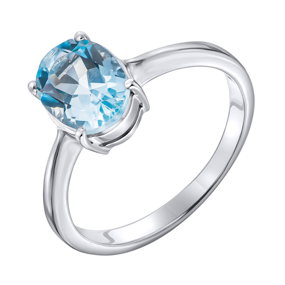 

Серебряное кольцо с голубым топазом 000140731 17.5 размера