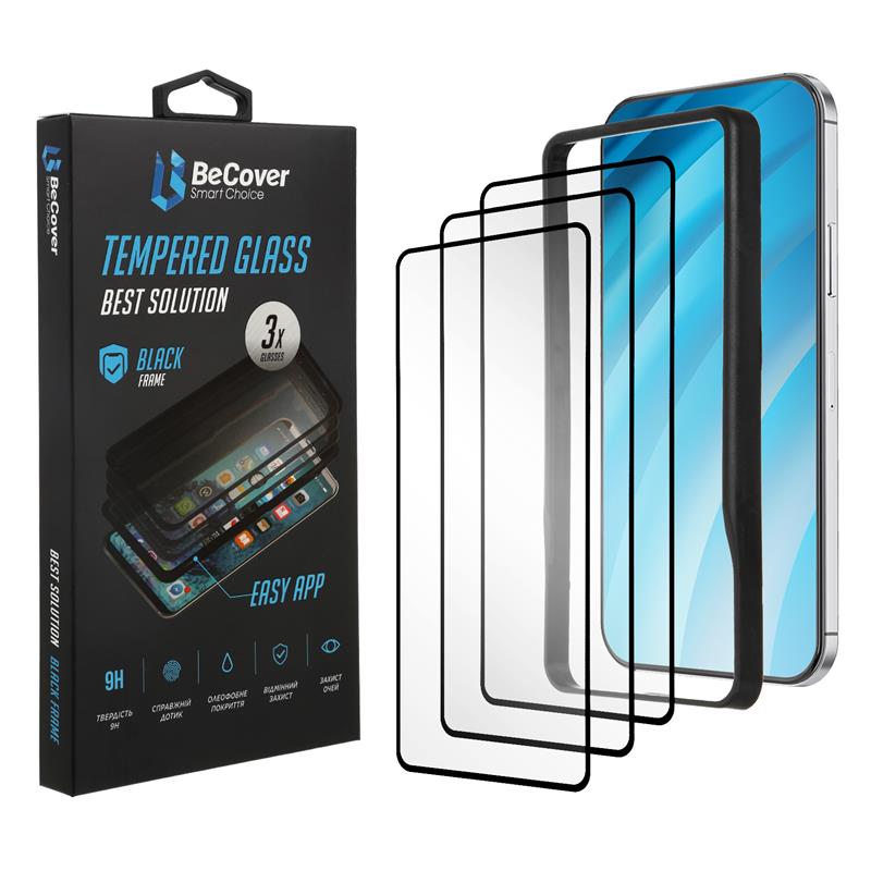 

Защитное стекло BeCover Premium Easy Installation для Xiaomi Redmi 9 Black 3шт