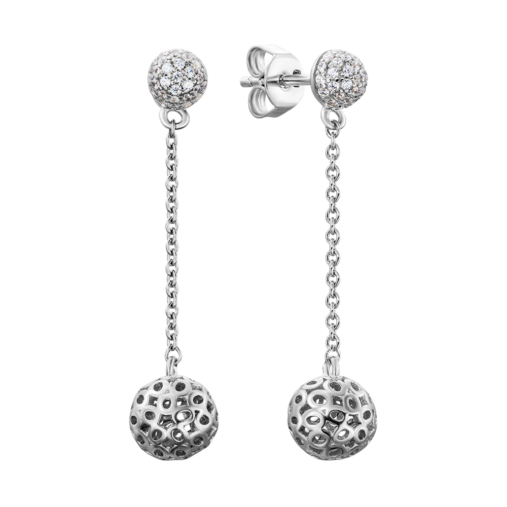 

Серебряные серьги-подвески с фианитами 000133968