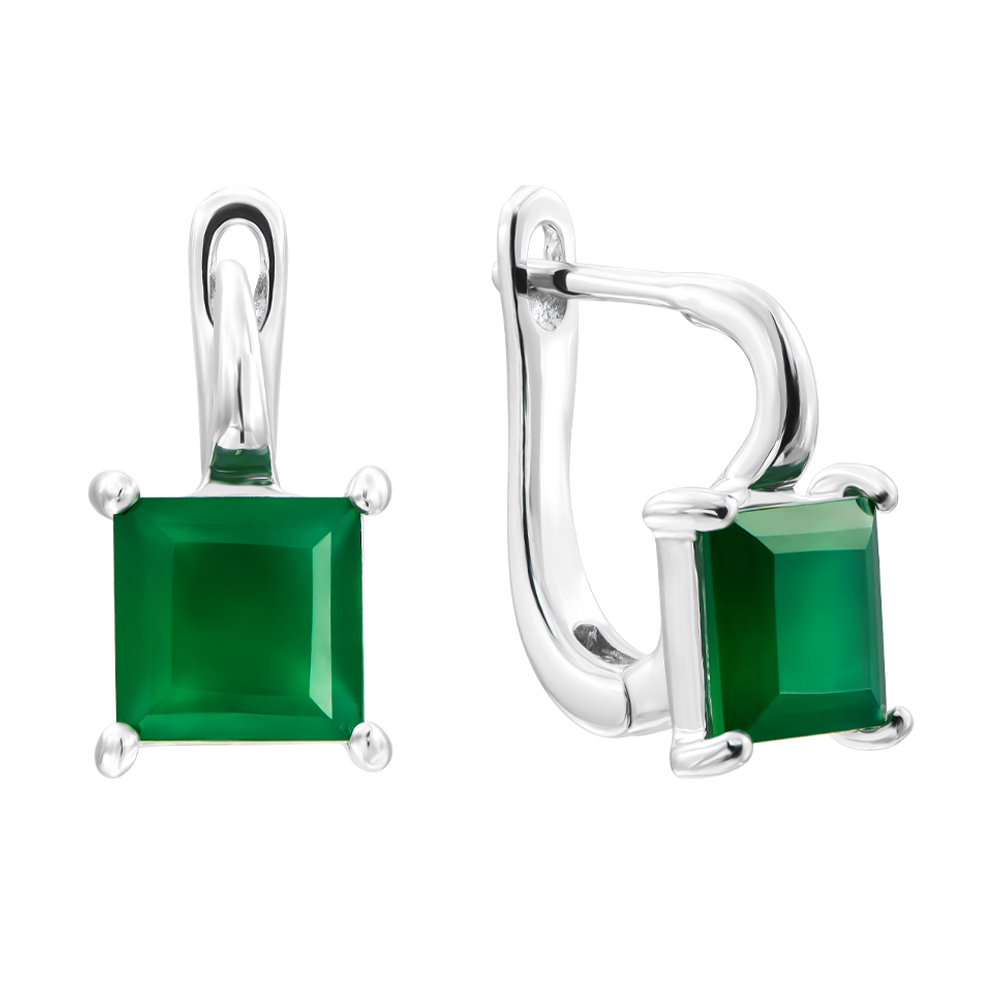 

Серебряные серьги с зеленым агатом 000135248