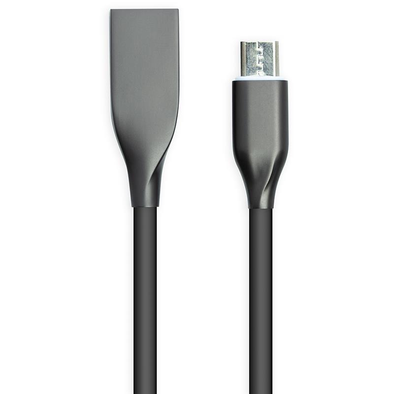 

Кабель PowerPlant USB-microUSB, 2м, силикон, Black
