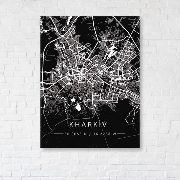 

Картина на холсте IBR Kharkiv Black Map 75x100 см