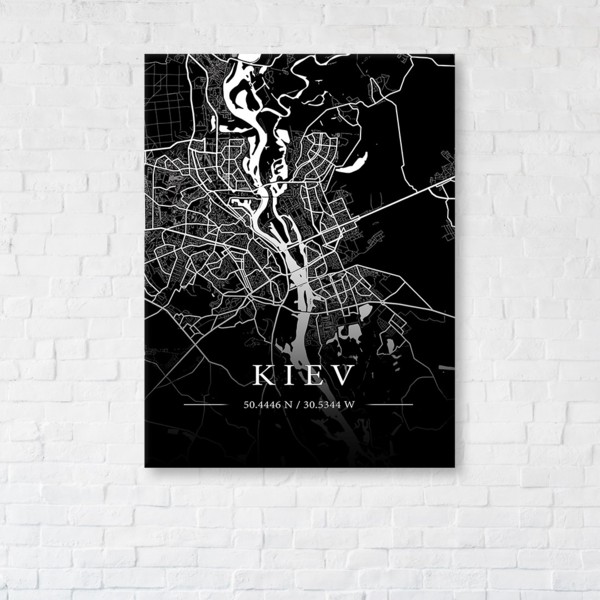 

Картина на холсте IBR Kiev Black Map 45x60 см