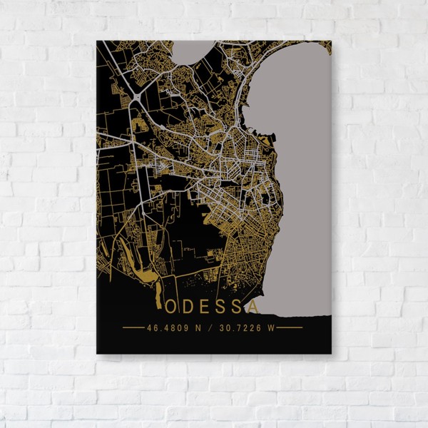 

Картина на холсте IBR Odessa Gold Map 90x120 см