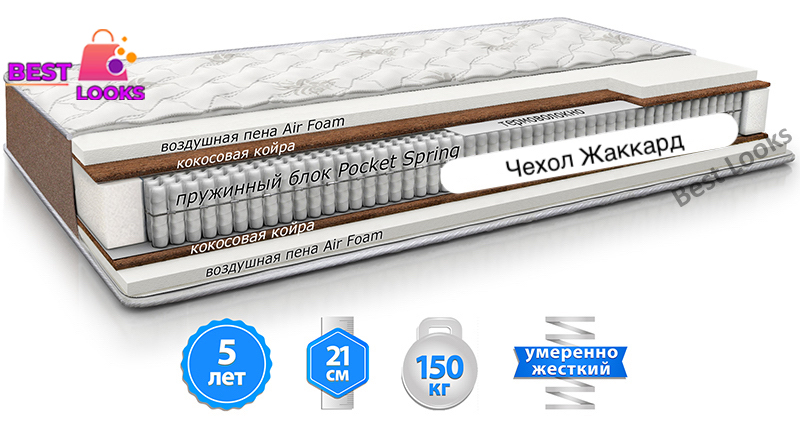 

Матрас ортопедический 150х200 MatroLuxe MOKKO