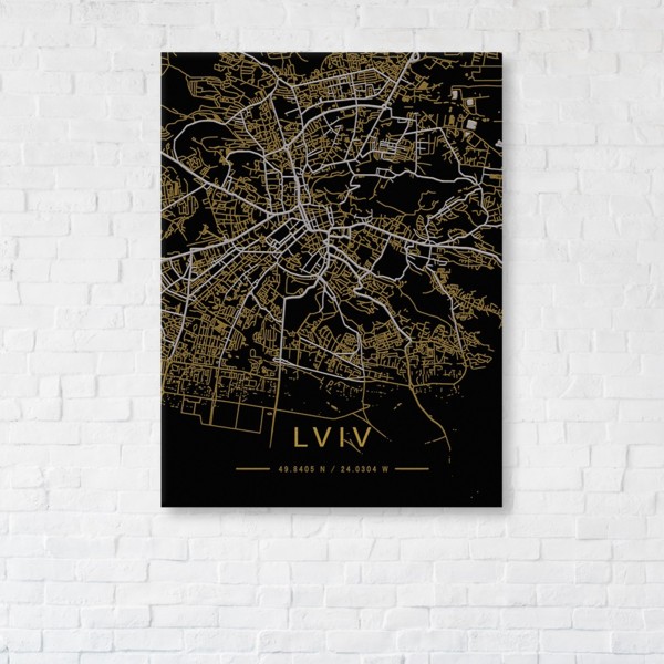 

Картина на холсте IBR Lviv Gold Map 45x60 см