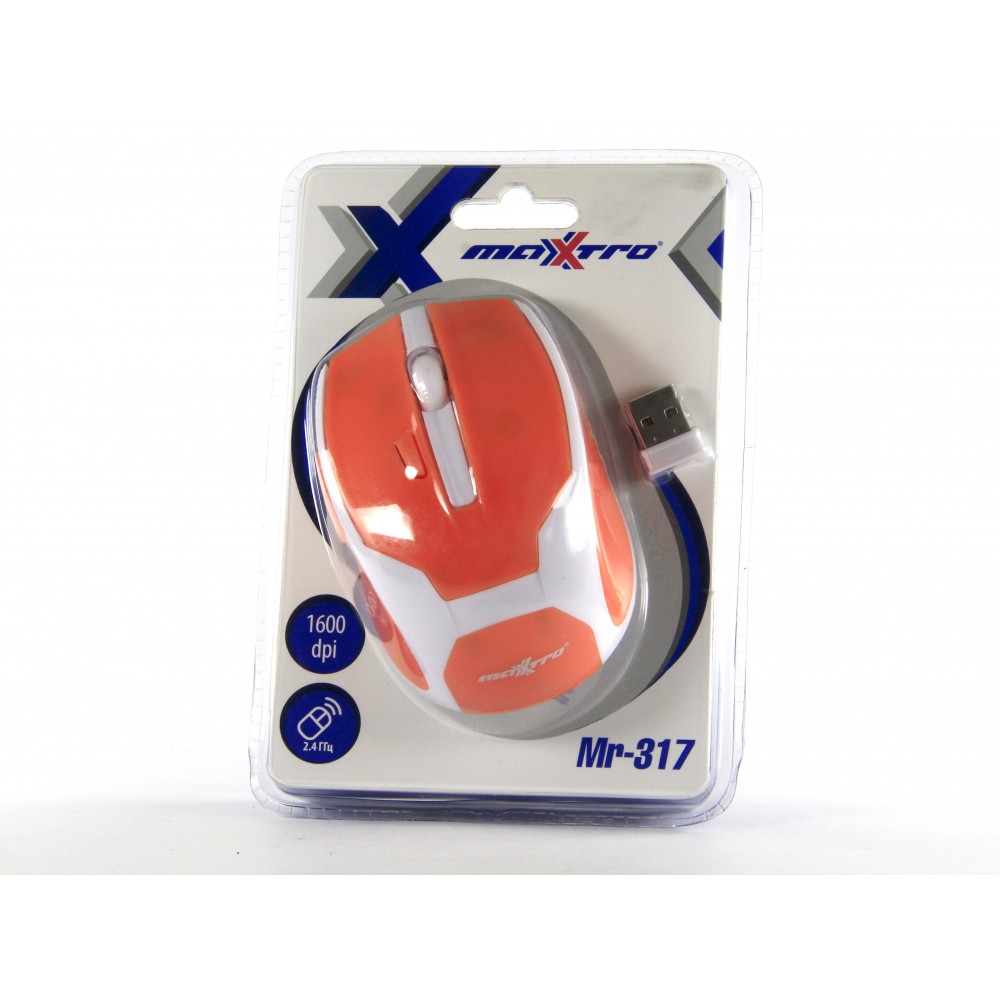 

Мышь Wireless Maxxtro Mr-317 Orange 2.4GHz 1200 до 1600 dpi
