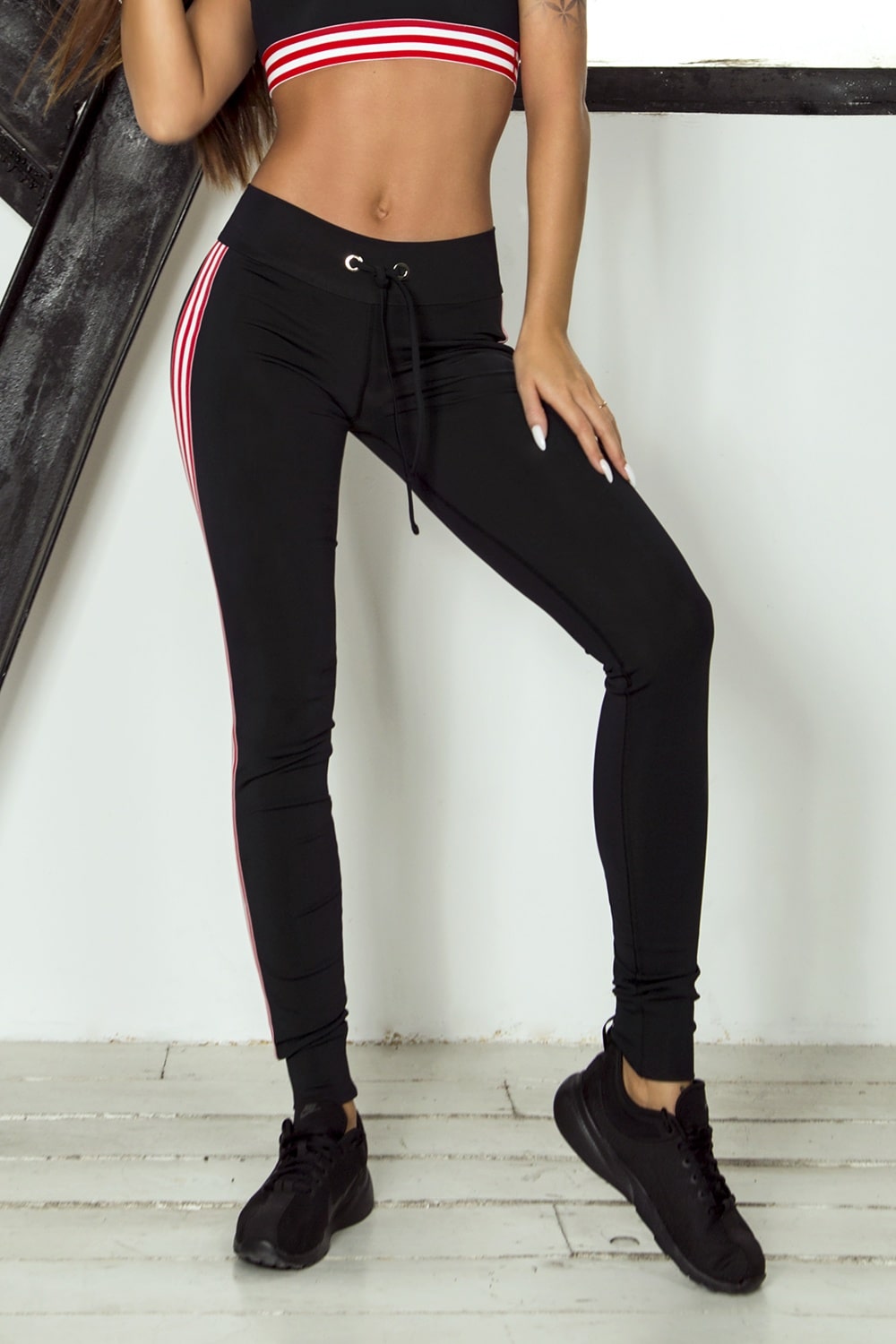 

Спортивные лосины для фитнеса и йоги Designed For Fitness Sport Red M Черный (DF203LR-M)