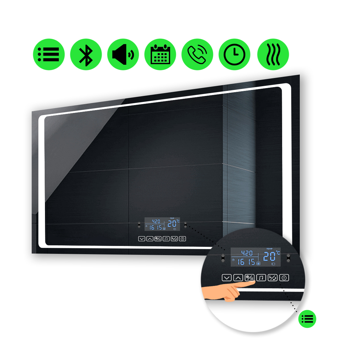 

LED-зеркало 90x60см, с Smart-блоком и подогревом, модель Emma (Emmag83)